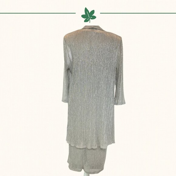 R&M Richards Metallic Champagne Dress & Jacket Set - Size 12 - Picture 2 of 13